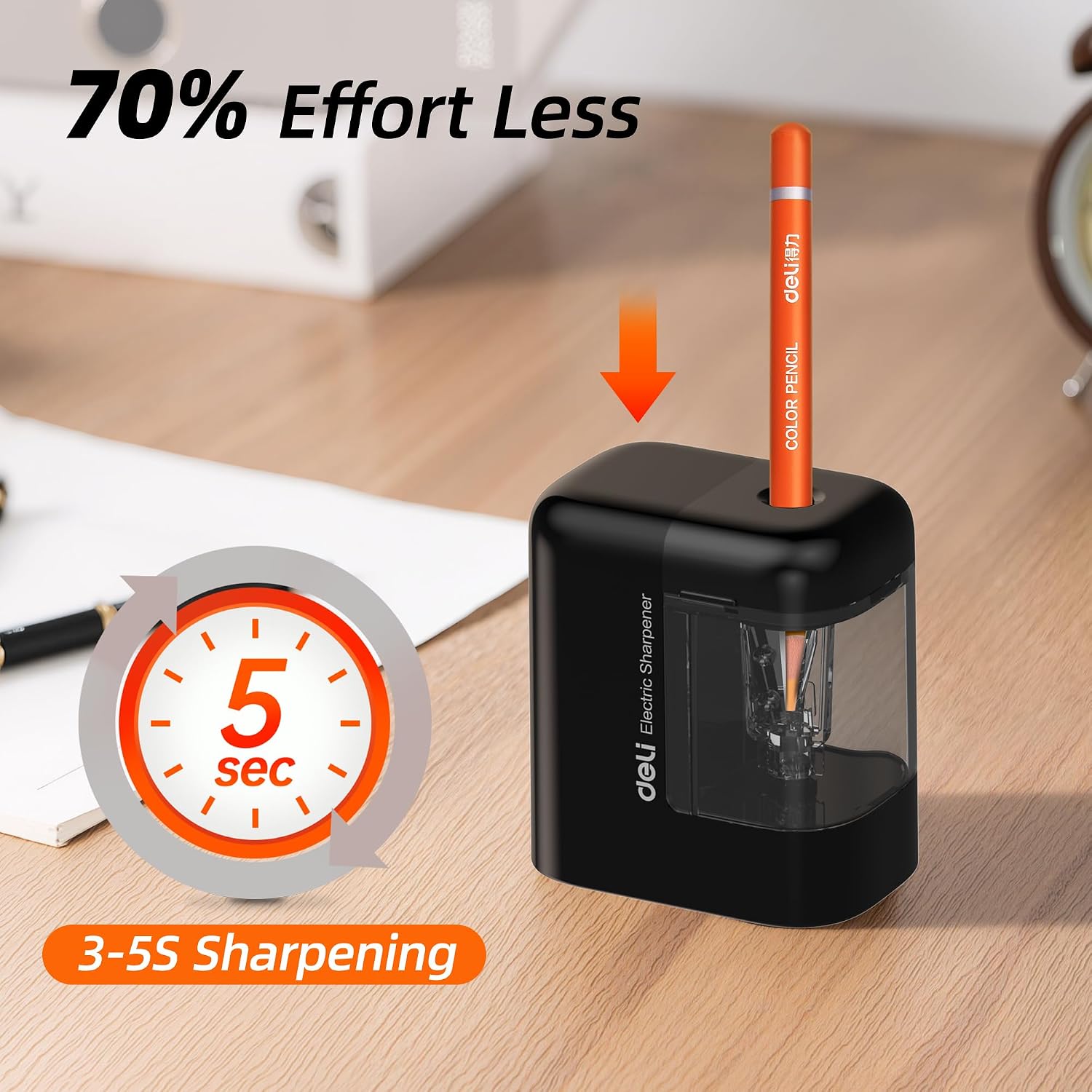 Thumbnail 1 de Deli Electric Pencil Sharpener, Black