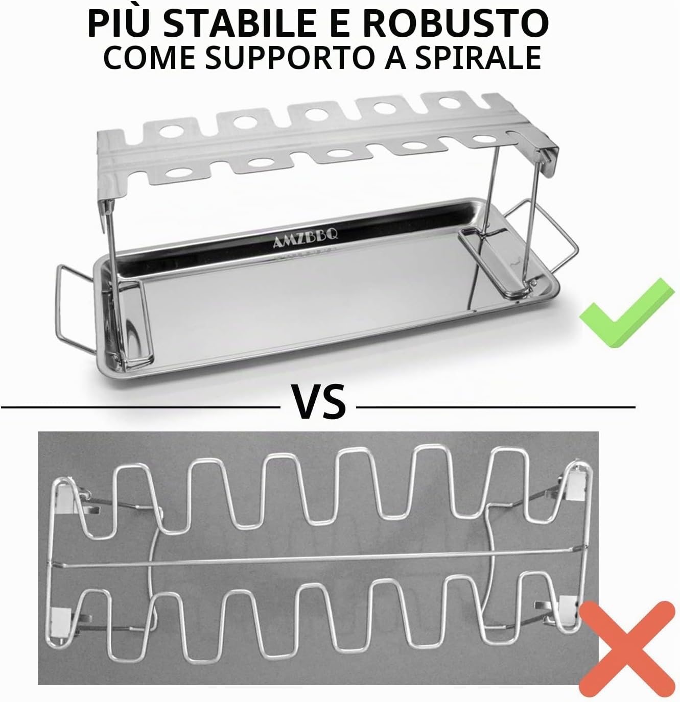 Detalle de AMZBBQ Supporto per cosce di pollo Premium — 12 pezzi, acciaio inox lavabile in lavastoviglie