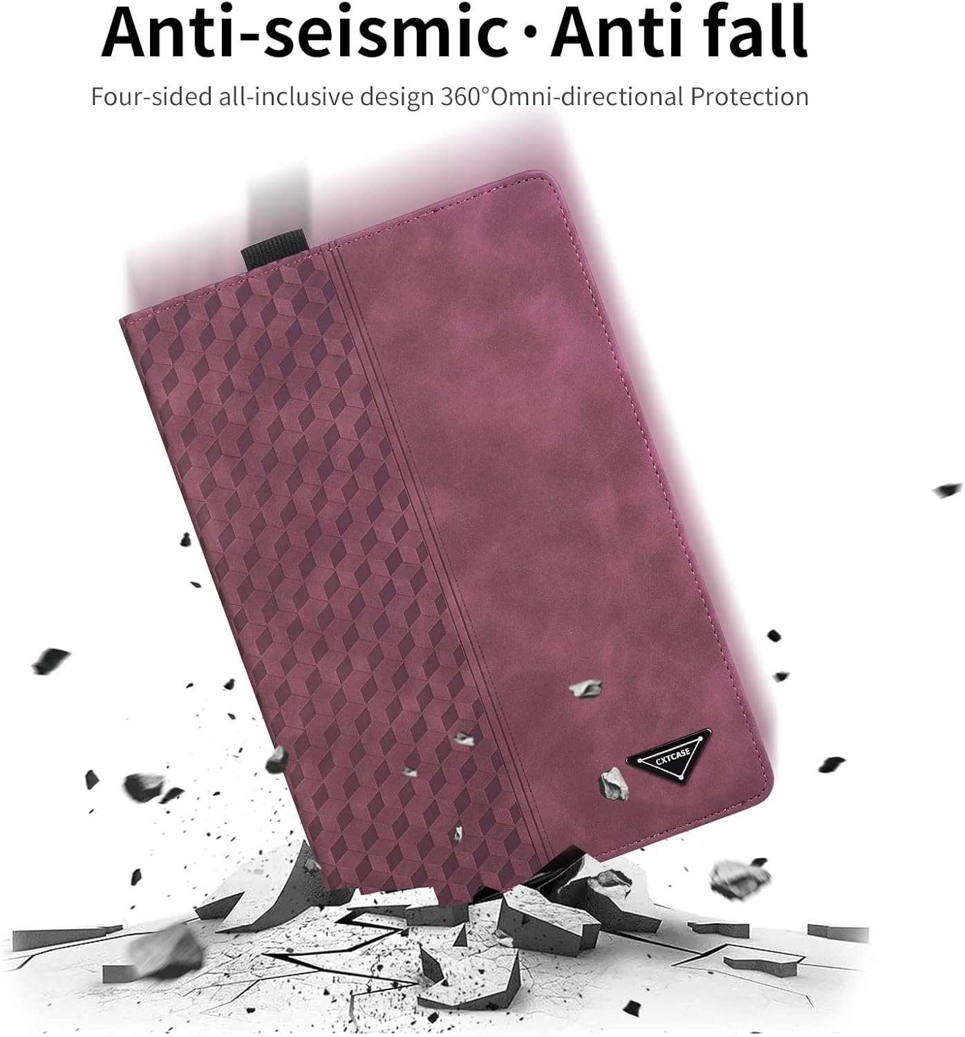 Thumbnail 6 de CXTCASE Hülle für Samsung Galaxy Tab S7 / S8 / S9 – Weinrot, PU-Leder Folio mit Standfunktion und Kartenfach