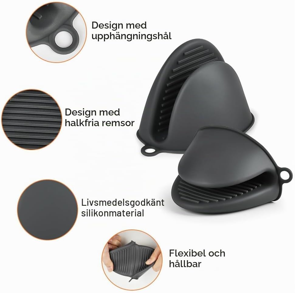 Detalle 2 de AUAUY silikonugnsvantar, 2-pack med halkfritt grepp, upp till 230 °C
