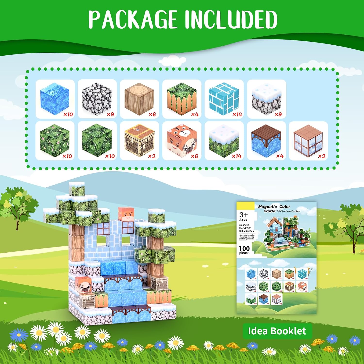 Detalle de Magnetic building blocks set 100 pcs