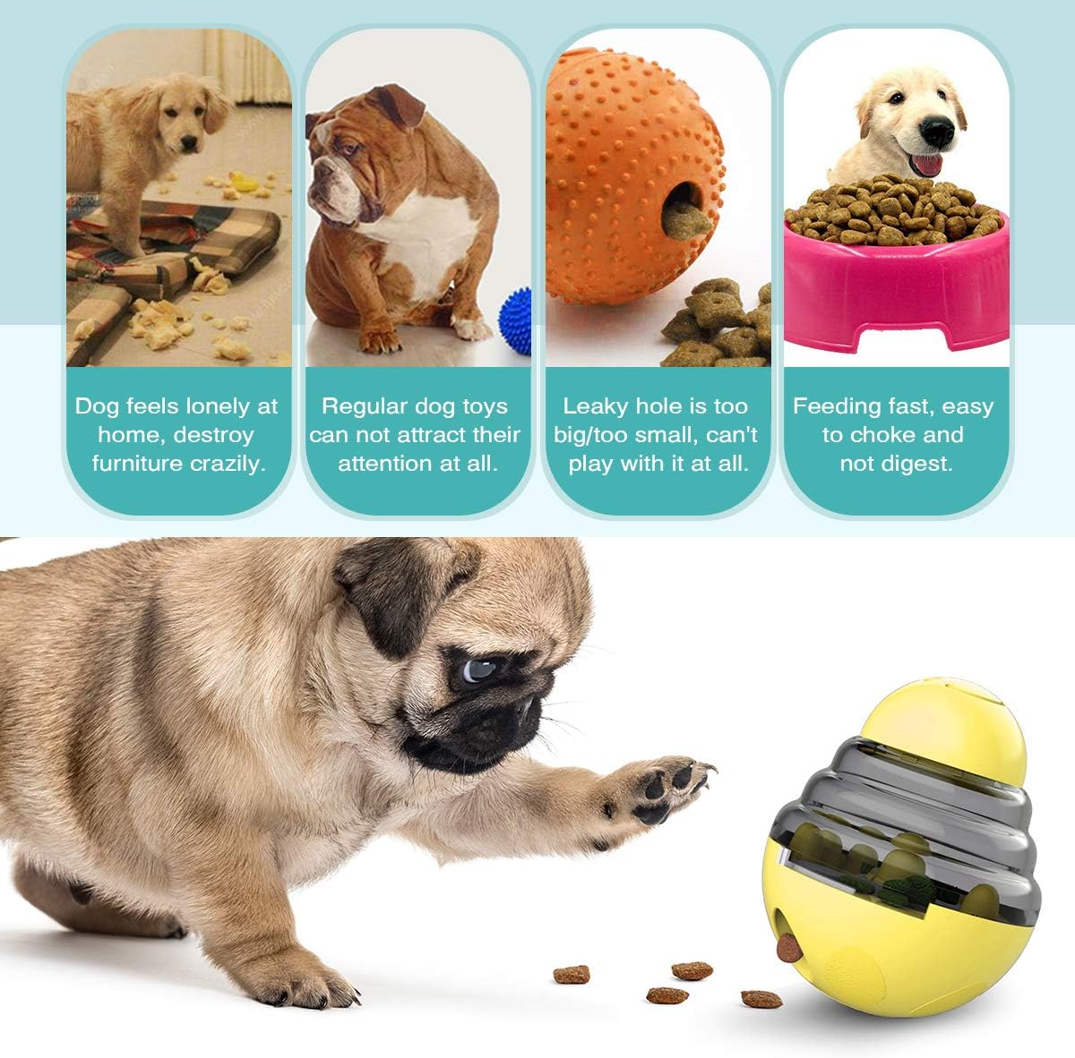Detalle de Anlitent Interactive Treat Dispensing Puzzle Dog Toy (rolling, wobble slow feeder for small/medium dogs)