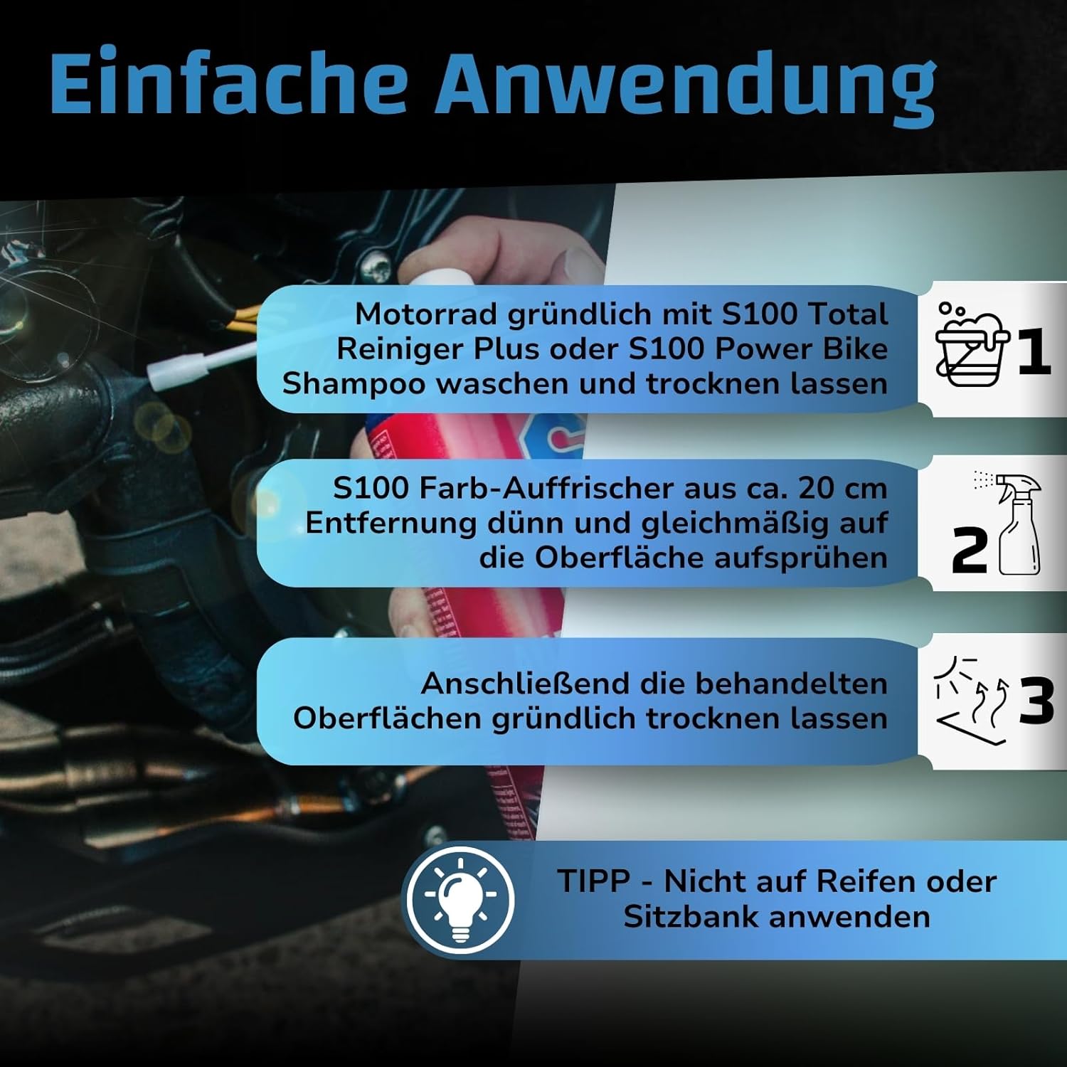 Thumbnail 3 de Dr. Wack S100 Farbauffrischer 300 ml – Farbauffrischung für Motorrad