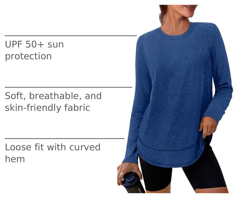 Detalle de XIEERDUO XIE-WTS9371 Women's Long-Sleeve Workout Shirt, UPF 50+, Quick-Dry
