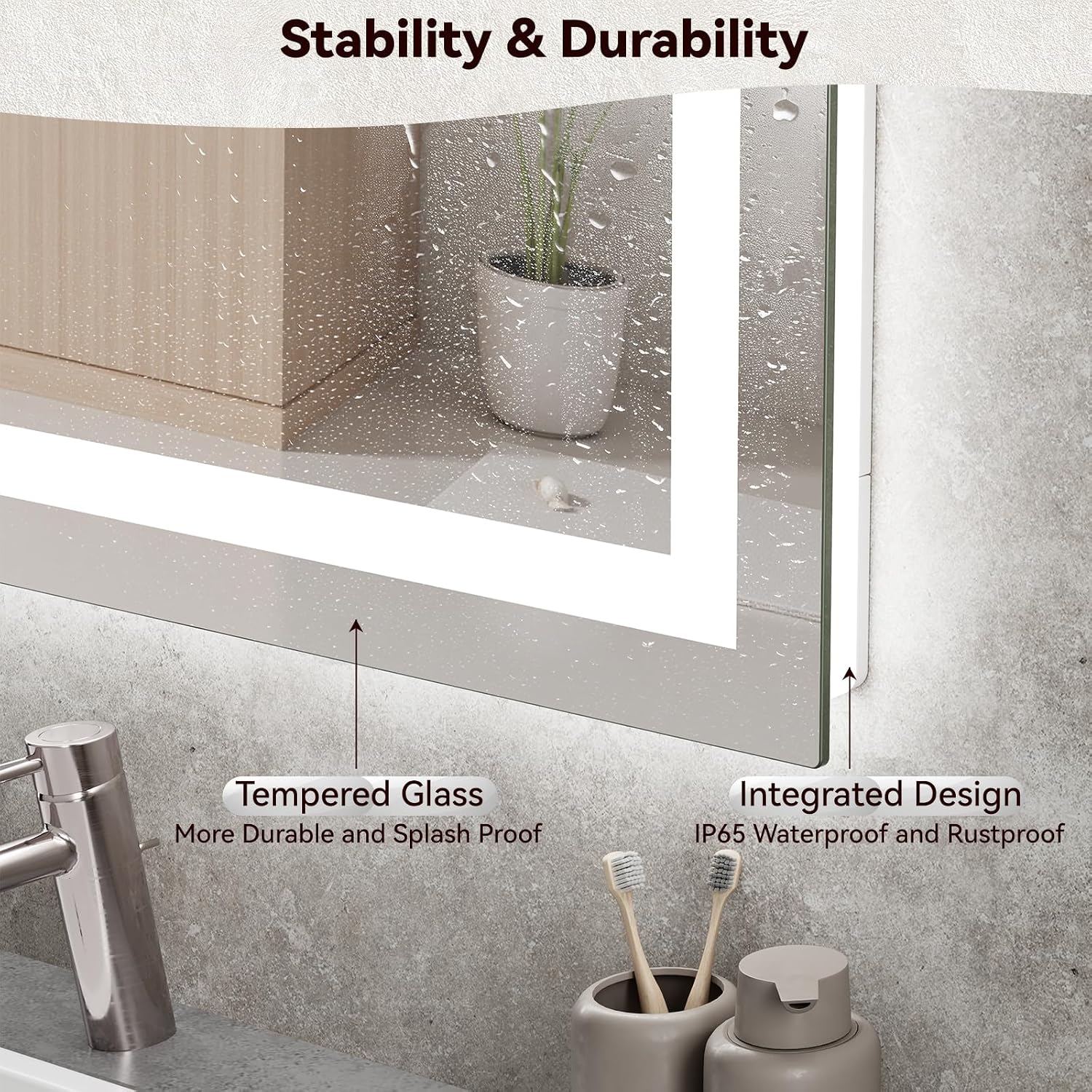 Detalle 2 de SHYWENHSIU 28" x 36" LED Bathroom Mirror, Frontlit and Backlit, Anti-Fog