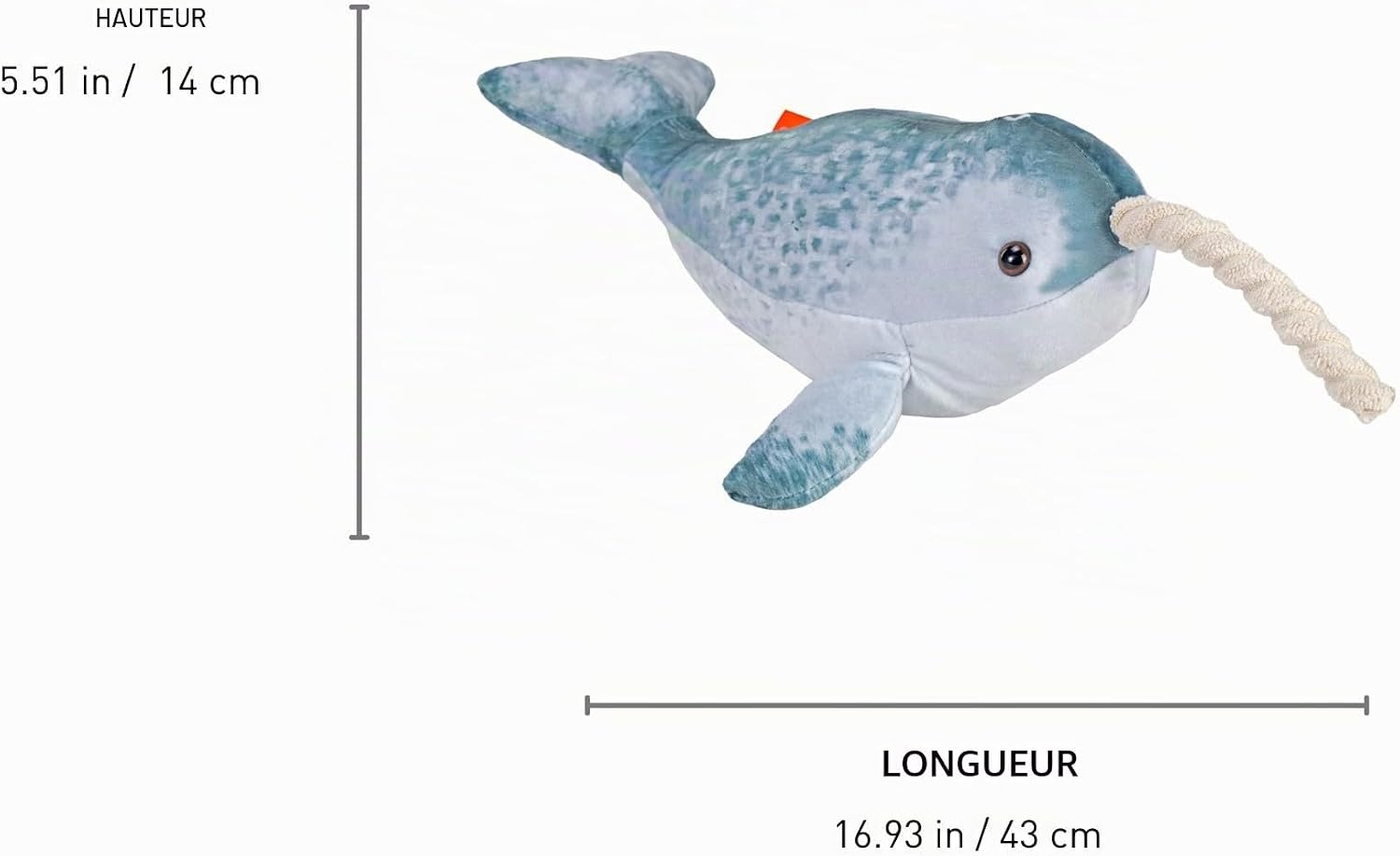Thumbnail 6 de Wild Republic 23421 Living Ocean Mini Narwal-knuffel, meerkleurig, 40 cm