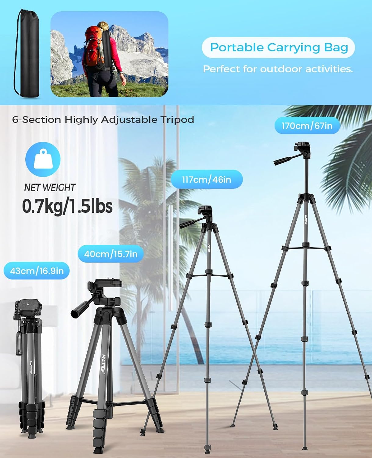 Thumbnail 4 de MACTREM 67" Tripod Stand for iPad 67