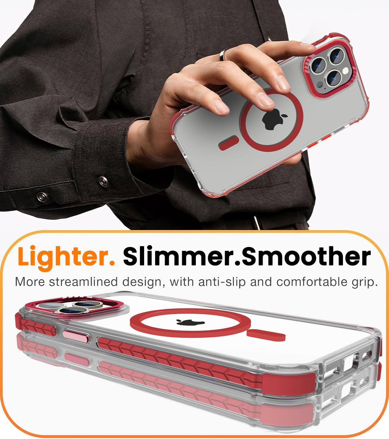 Detalle de DEERLAMN Magnetic Case for iPhone 15 Pro Max (6.7-inch) with MagSafe Compatibility