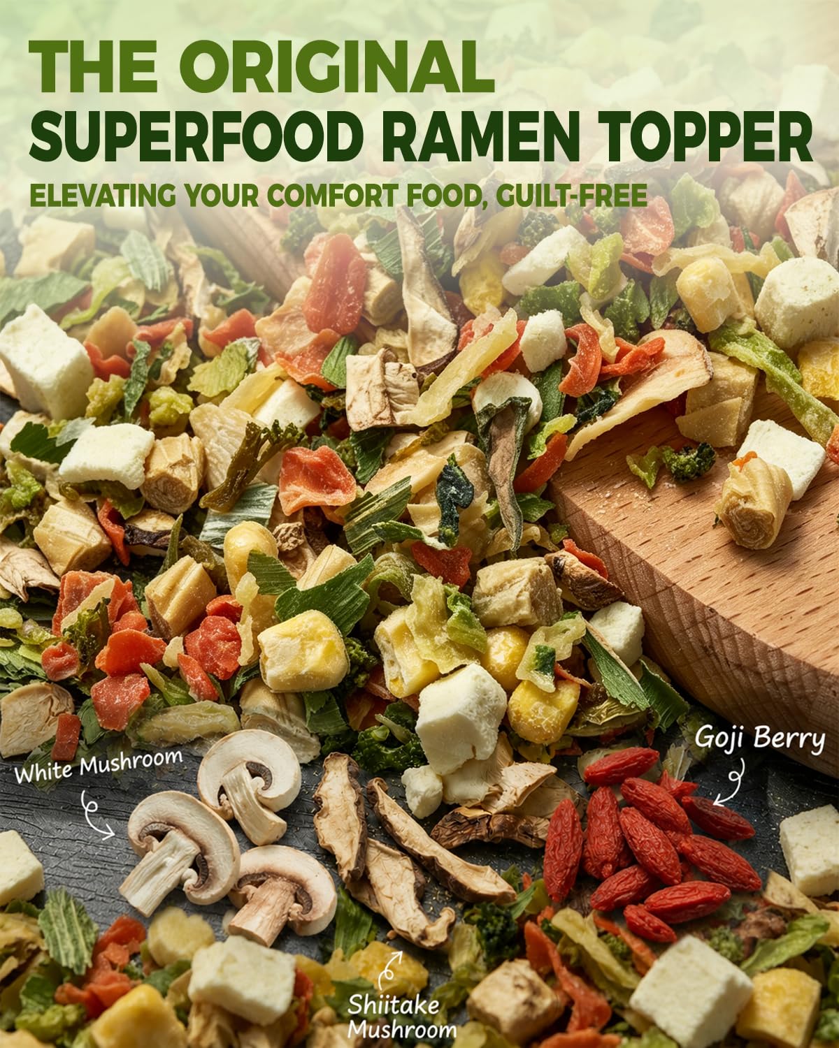 Detalle 2 de Vegan Dried Ramen Toppings, 14 oz 12-Veggie Mushroom & Goji Mix