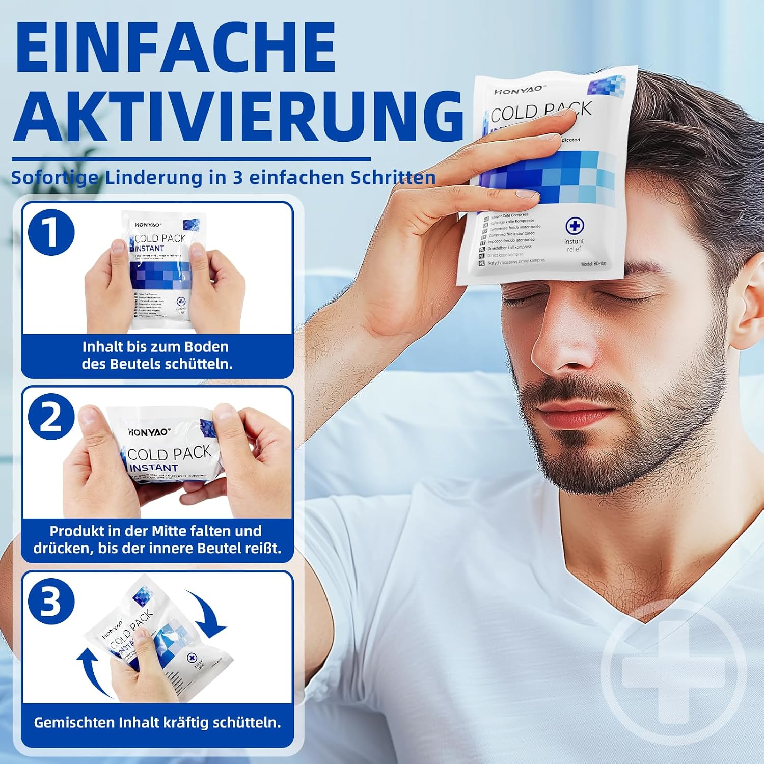 Detalle de HONYAO Sofort-Kälte-Kompresse – 9 Stück Einmal-Kühlpads für Sport, Erste Hilfe und Reisen