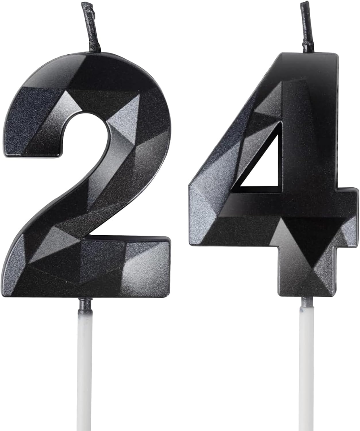 Geburtstagskerzen Zahl 24 Schwarz – 3D Tortenkerzen als stilvoller Kuchentopper