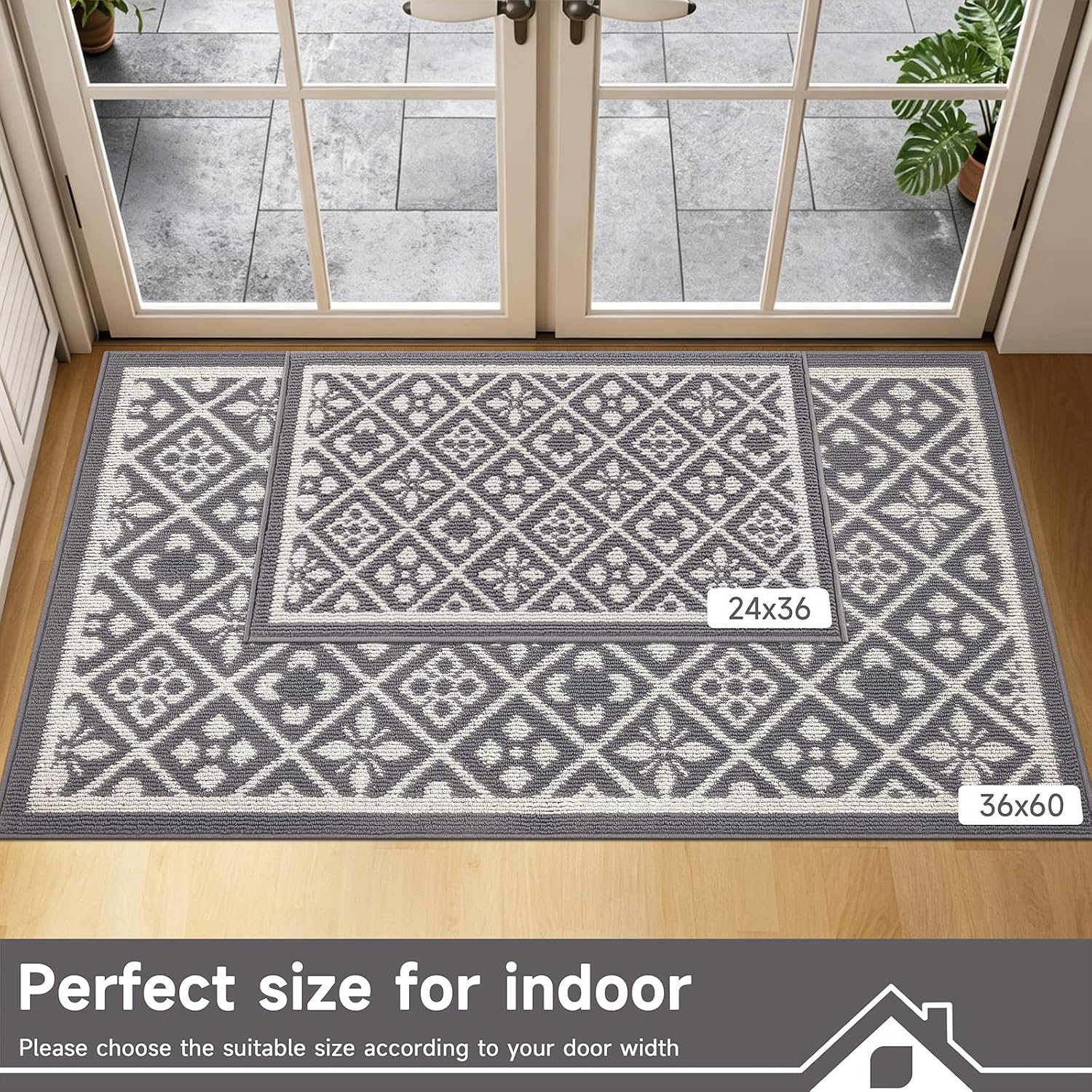 Thumbnail 6 de Ileading 3x5 ft Indoor Door Mat, Washable, Low-Pile, Non-Slip, Gray