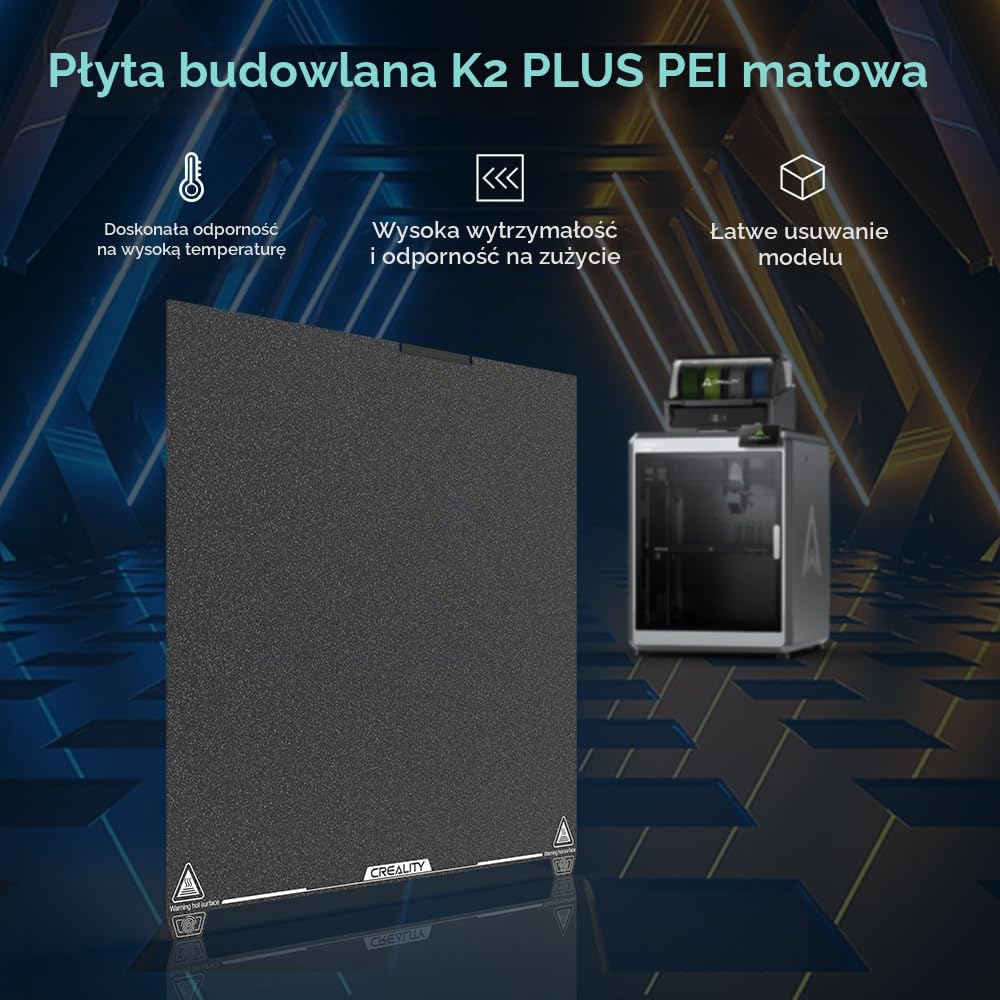 Detalle de Creality K2 Plus PEI matte Plattformplatte – matowa płyta PEI do druku 3D