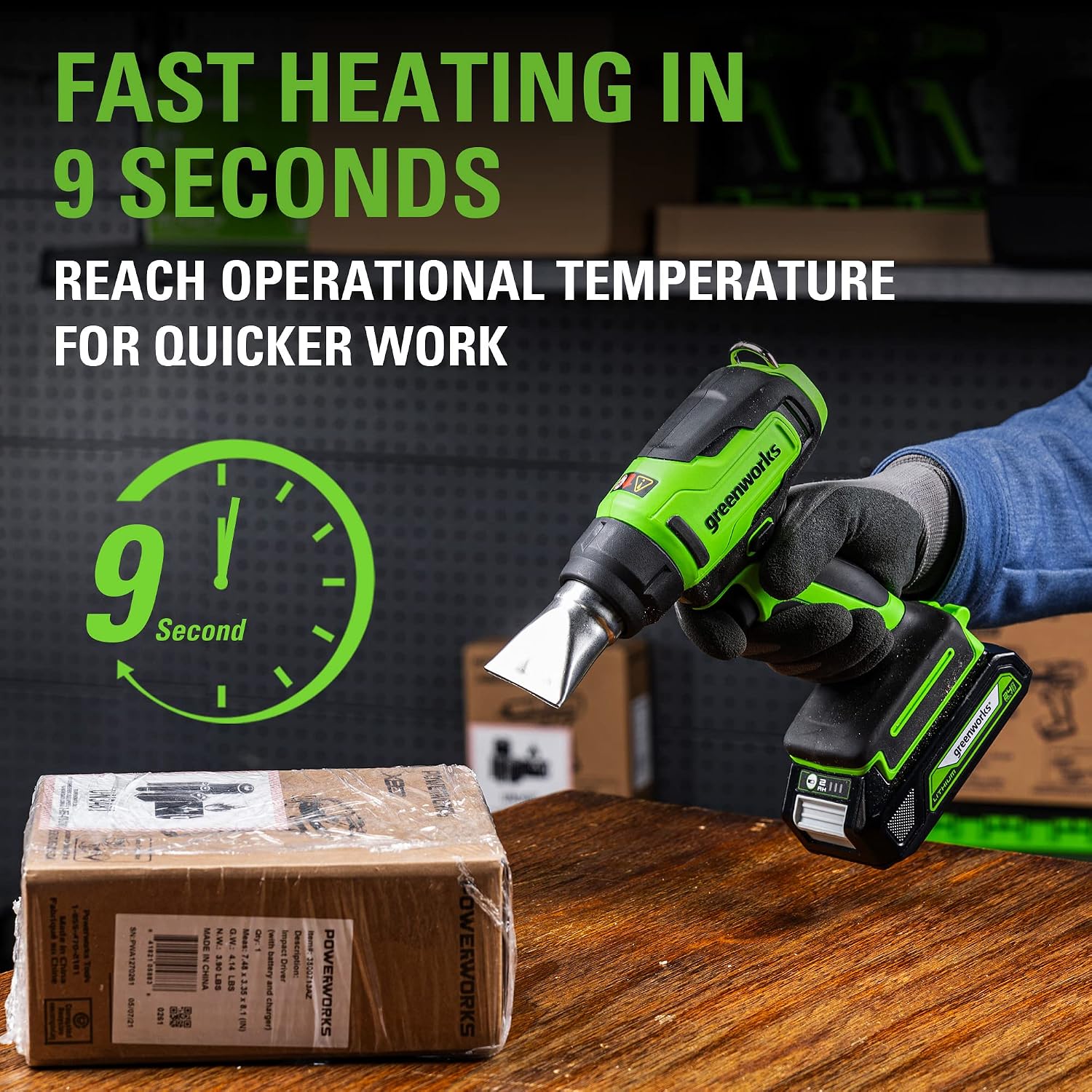 Thumbnail 2 de Greenworks G24HG Cordless Heat Gun (Hot Air Gun) with Fast 9-Second Heat-Up