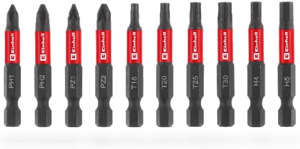 Detalle de Einhell Accessories 118633 impactbitset, 10-delig met 50 mm bits en karabijnhaak