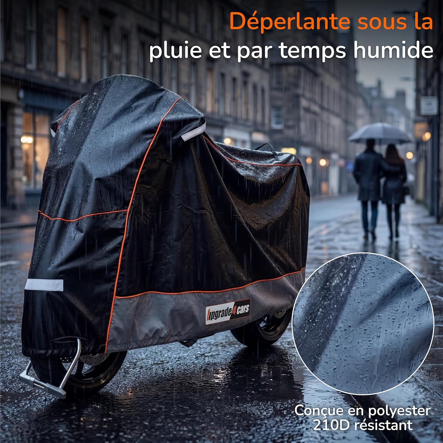 Thumbnail 2 de Upgrade4cars Housse Moto Extérieur 210D imperméable avec fermeture à cadenas (taille XL 275×105×125 cm)