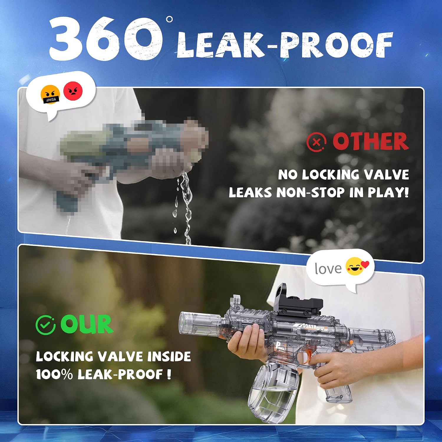 Thumbnail 5 de 2 Pack Water Gun for Kids with LED Light & 25 ft Range — Large Capacity, No Leak, BPA-Free Squirt Guns