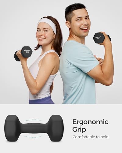 Detalle de SONGMICS 2 x 5 kg Hex Dumbbells with Neoprene Coating