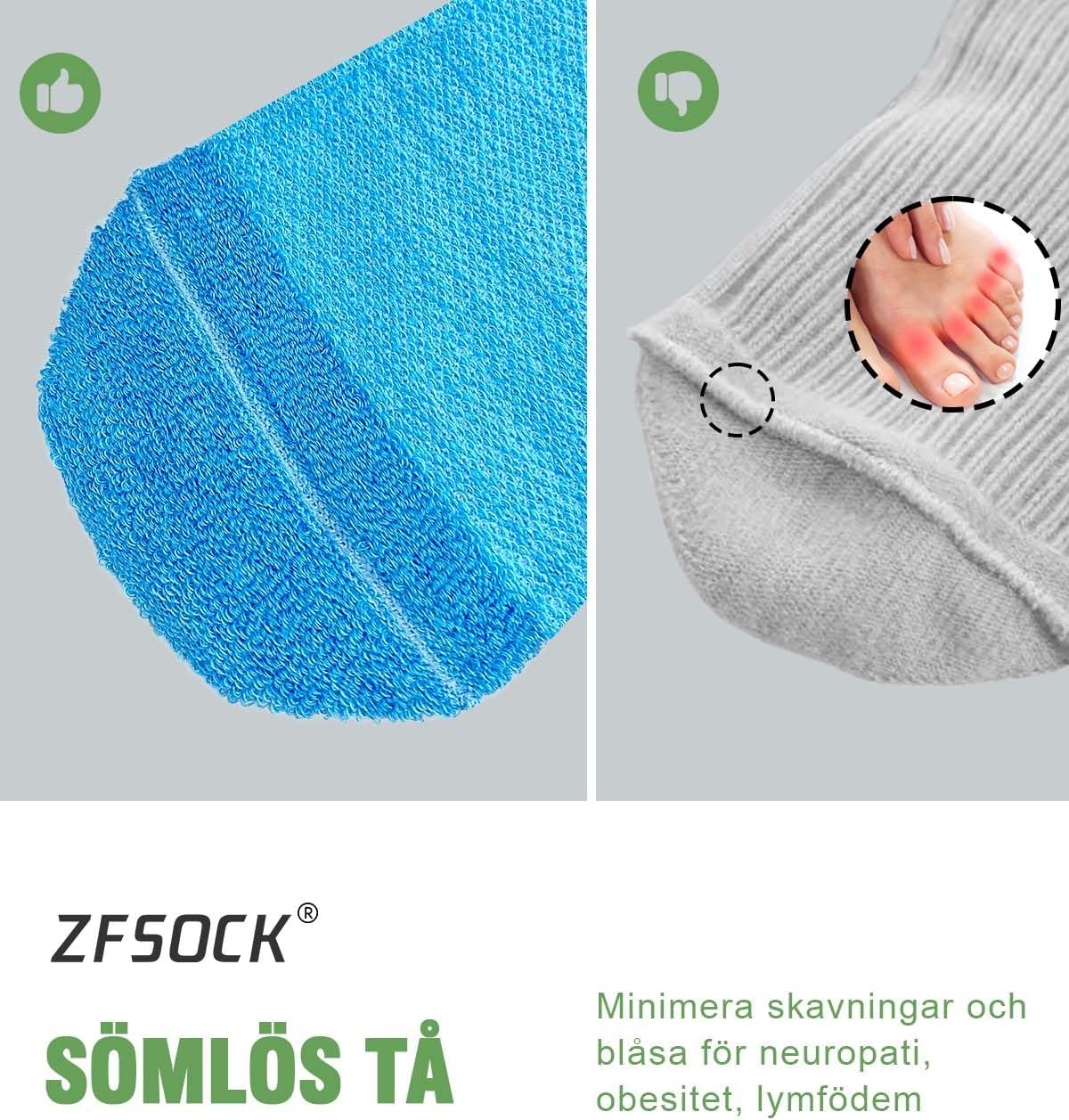 Detalle de ZFSOCK diabetesstrumpor i bambu – extra breda halkstrumpor med bekväm midja