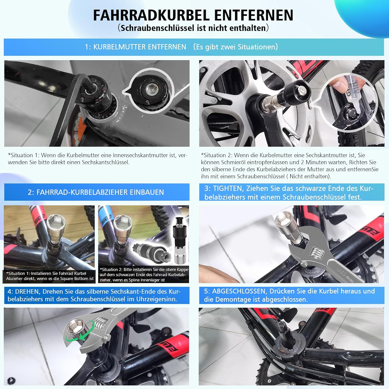 Detalle de Scalnuvyyh XT10SJZZ-11504661 cranktrekkerset voor vierkante en gesplinde trapassen