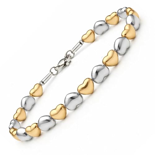 Detalle de SAGA GIOIELLI Bracciale donna cuori in Acciaio Inox – Regalo regalo San Valentino, finitura bicolor