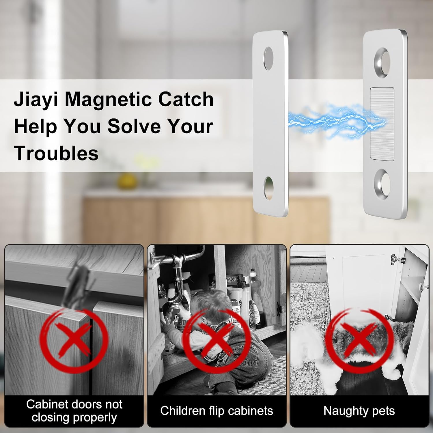Thumbnail 6 de Jiayi 1022 Cabinet Magnetic Catches, Ultra-Thin 3.65 mm, 4-Pack