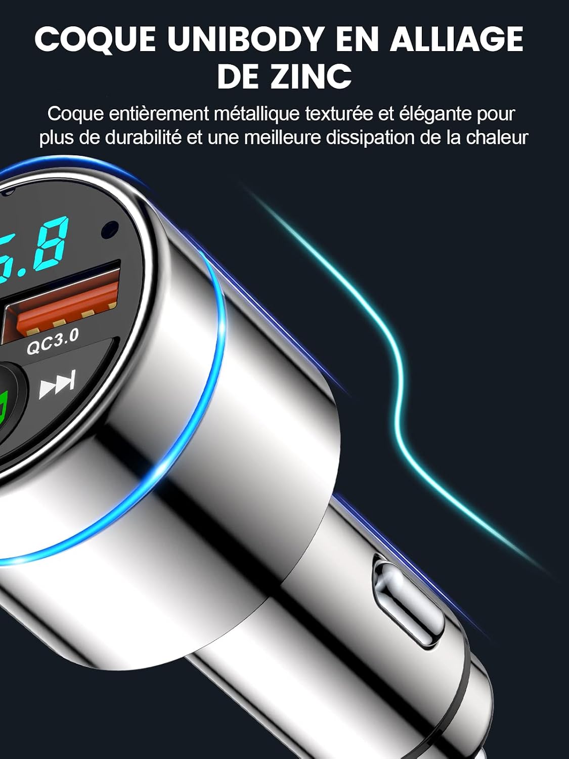 Thumbnail 6 de Mohard Bluetooth 5.3 FM-zender van metaal met PD 30 W en QC3.0