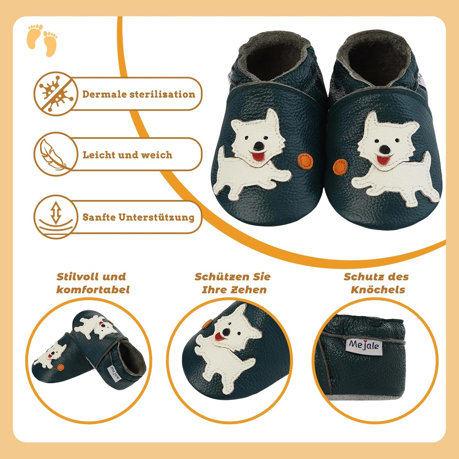 Thumbnail 3 de Mejale Krabbelschuhe aus Leder für Babys – Lauflernschuhe, Krabbel- und Hausschuhe aus Leder
