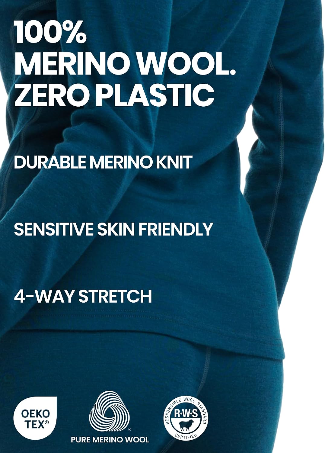 Detalle 2 de Merino.tech Merino Wool Base Layer Women Set – Heavyweight to Midweight (Top + Bottom) with Socks