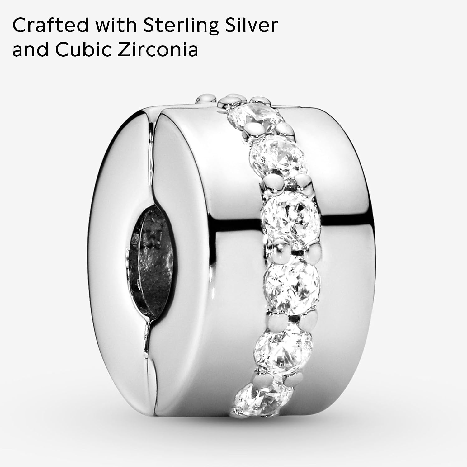 Detalle de PANDORA Moments Glänzendes Band Clip – Sterling Silber (791972CZ)