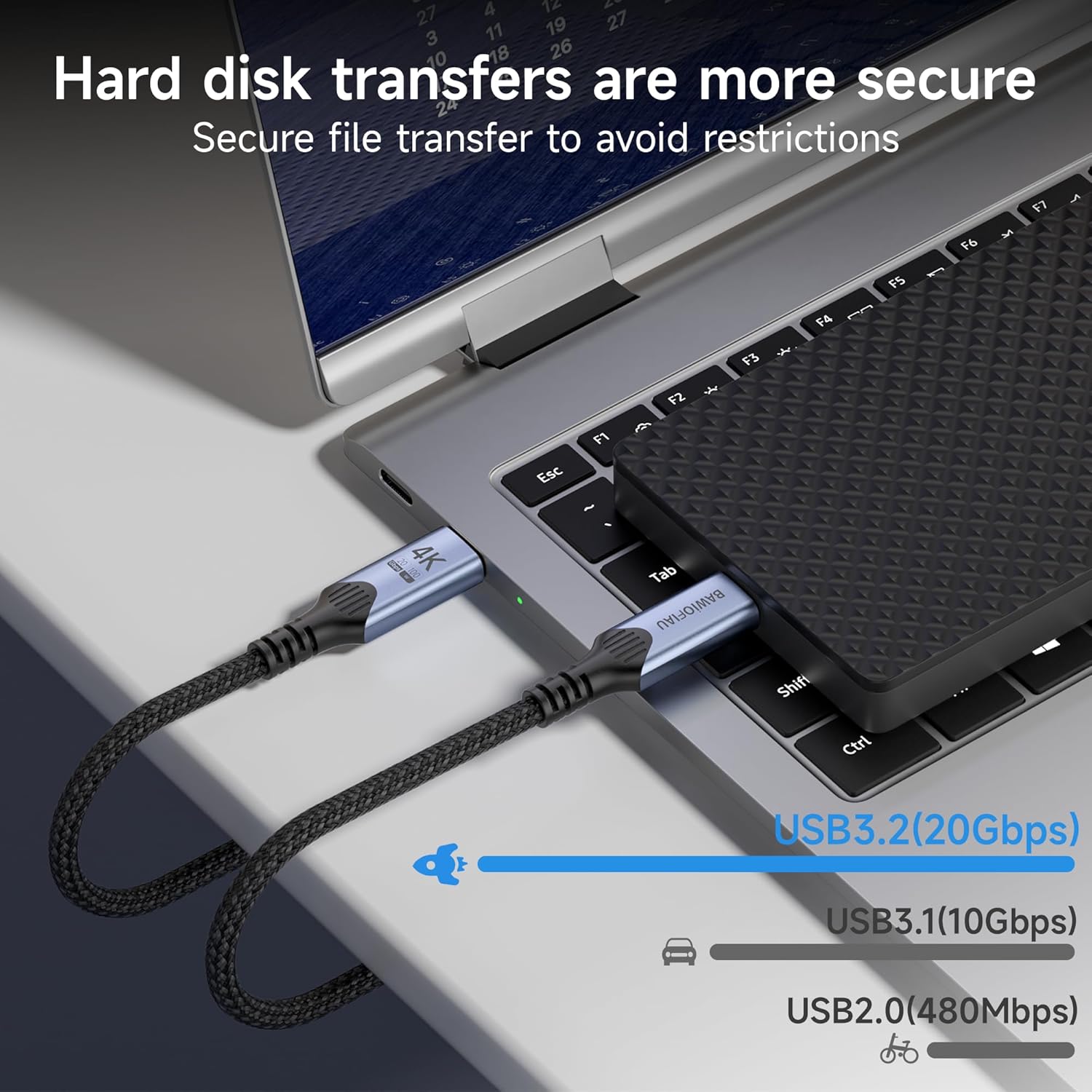 Thumbnail 1 de BAWIOFIAU USB C Kabel auf USB C 6M – USB 3.2 Gen 2, 20 Gbps, 100W PD, 4K@60Hz