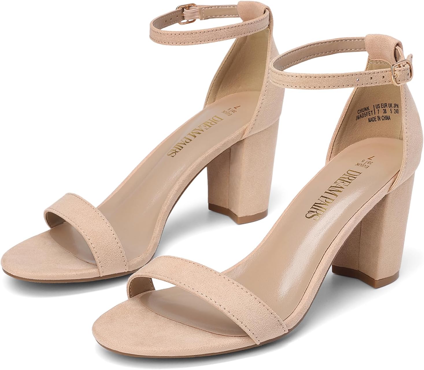 Detalle de Dream Pairs women’s low chunky heel sandals with adjustable buckle