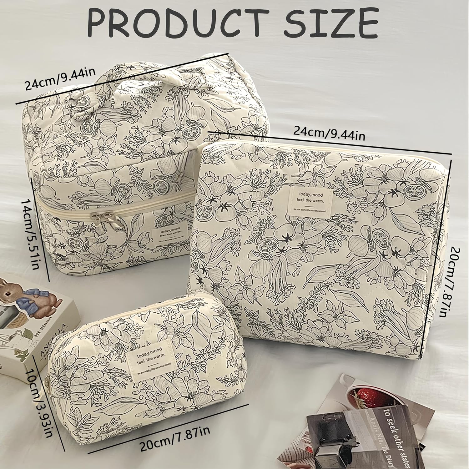 Thumbnail 2 de Aucuu Trousse de Maquillage Fleurie 3 pcs