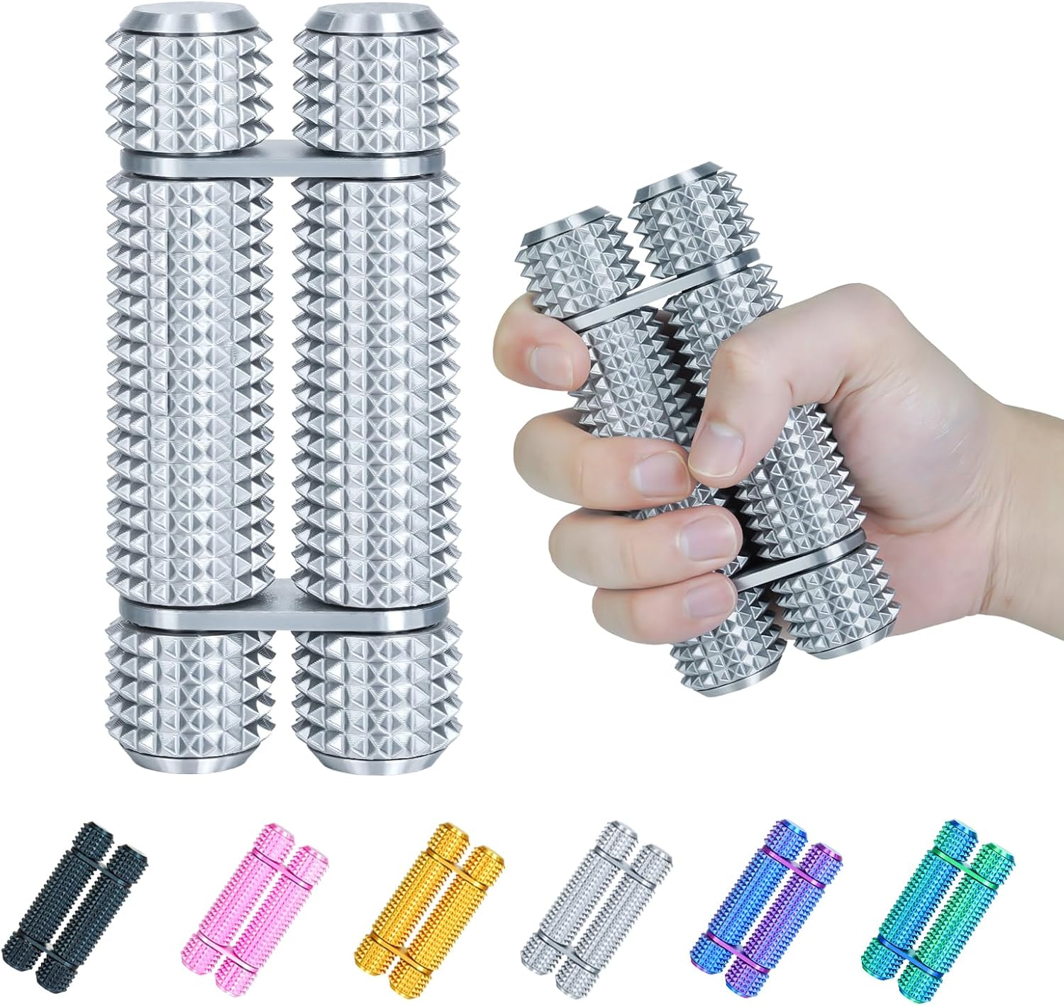 Detalle de Balkwan Pain Stim Fidget Roller (Silver, Compact) — desk stress relief sensory aid for adults
