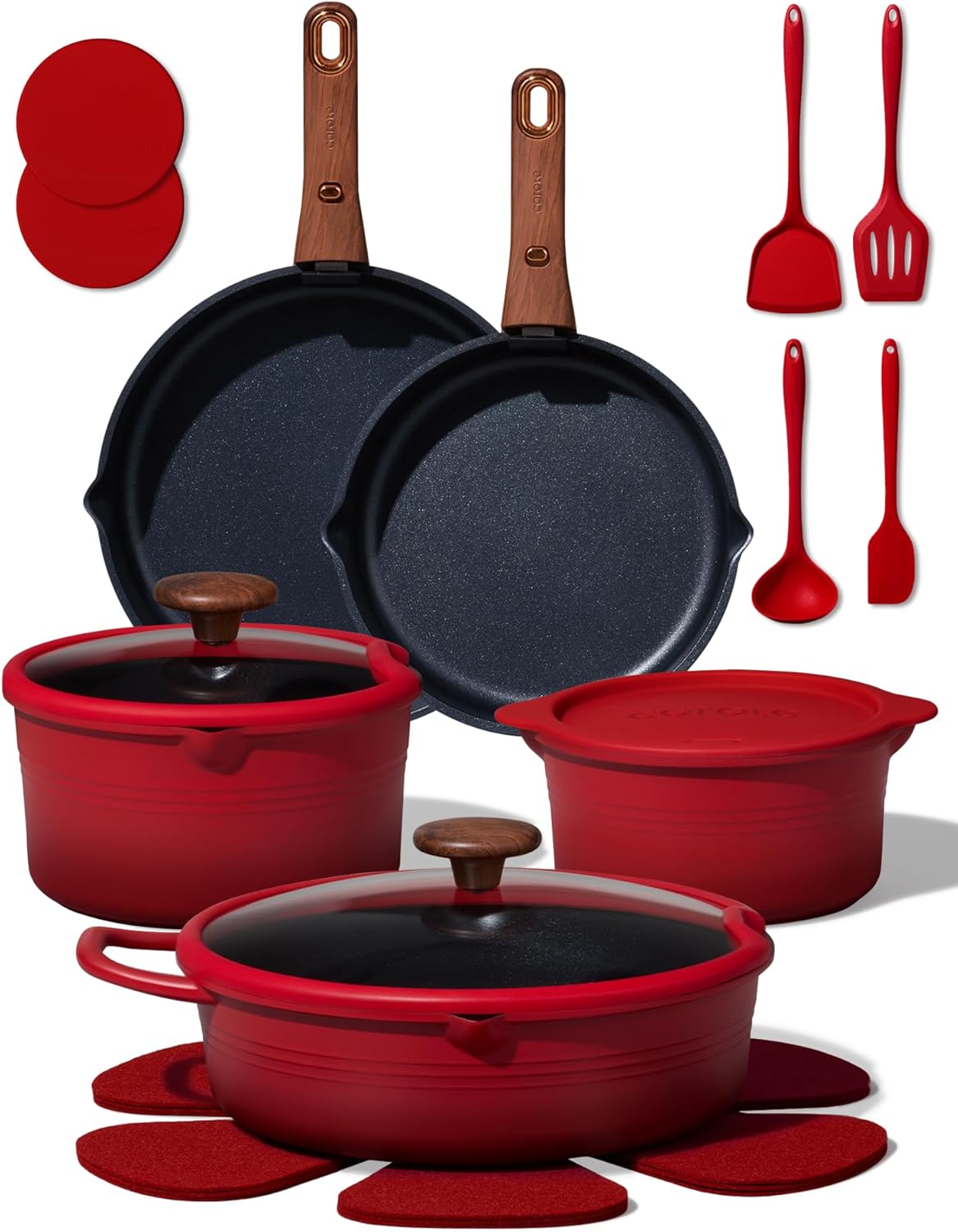 Detalle de CAROTE 20Pcs Titanium Cookware Set with Detachable Handle – Nonstick, Induction Ready