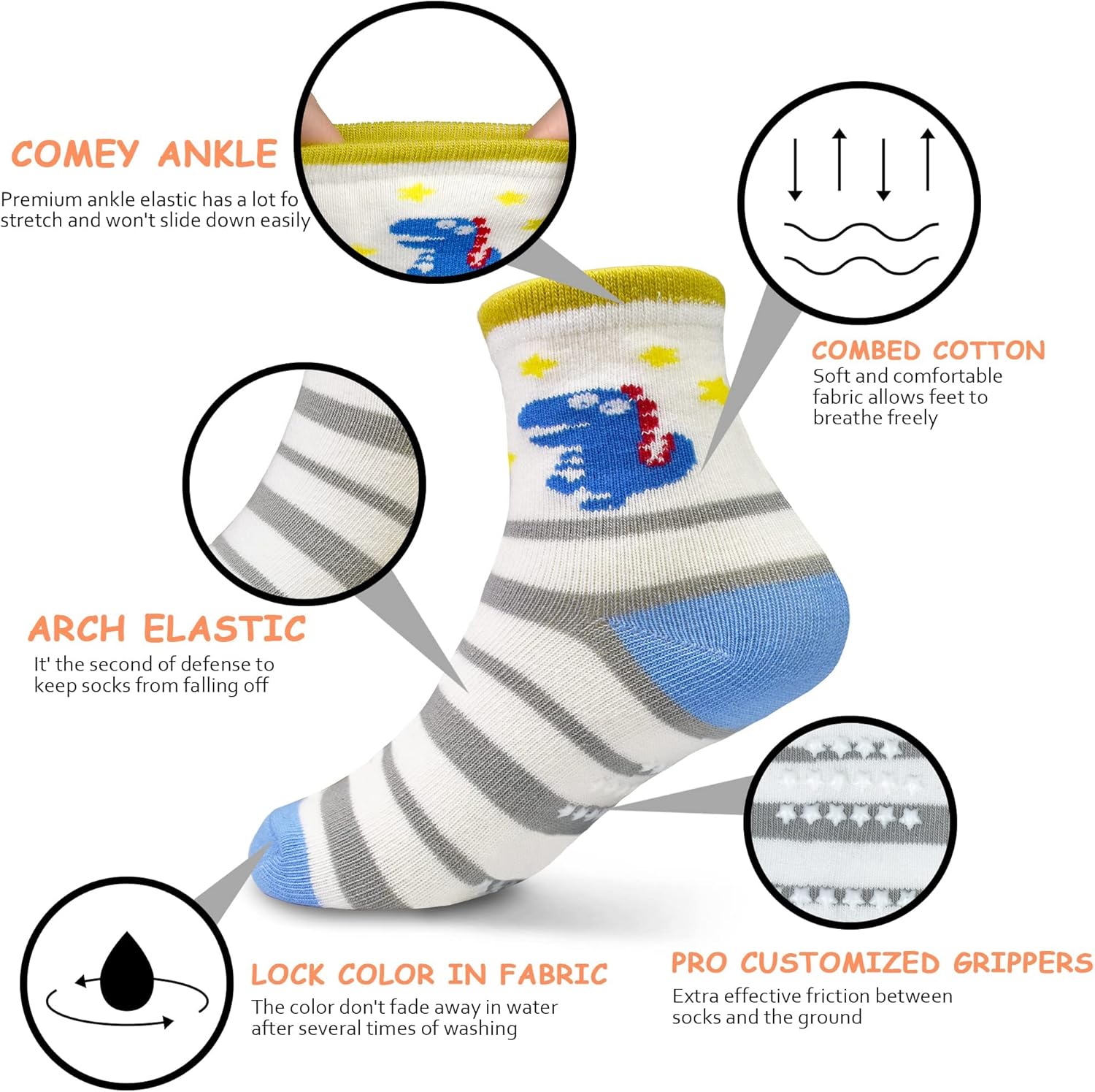 Thumbnail 3 de SUOSDEY Stoppersocken Kinder (12 Paar) mit Silikonpunkten – Anti-Rutsch für 1–7 Jahre