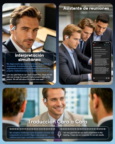 Detalle de Pviwzux AI Auriculares Traductor en Tiempo Real: 198 idiomas, 60 h de batería y 4 en 1