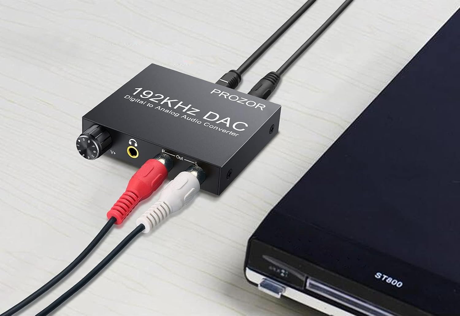 Detalle de PROZOR DA-converter 192 kHz met volumeregelaar, Toslink en coaxiaal