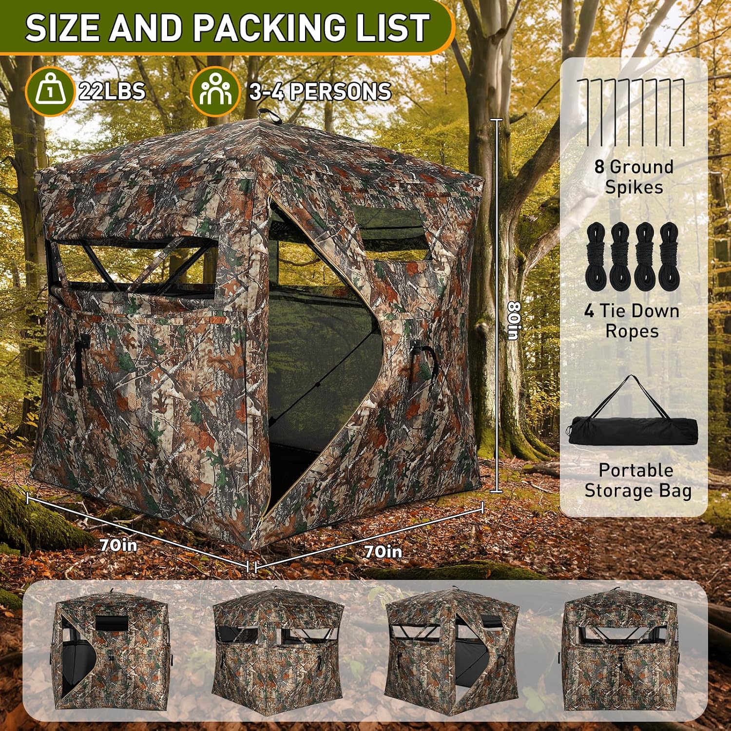 Detalle de TLC Sport 360° See-Through Hunting Blind with Sliding Windows and Pop-Up Hub