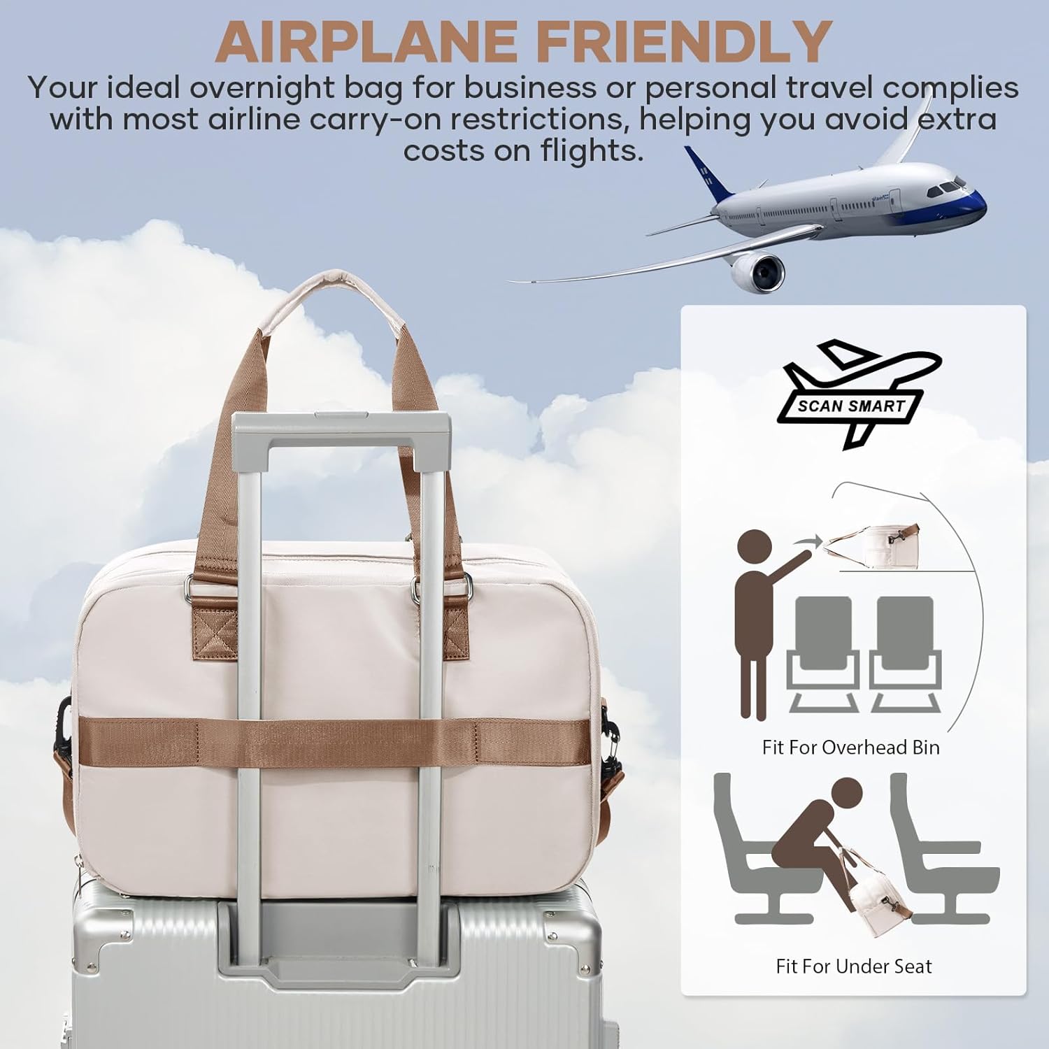 Thumbnail 6 de Ryanair Underseat Cabin Bag 40x30x20 (Expandable to 40x30x25) – Beige/Brown