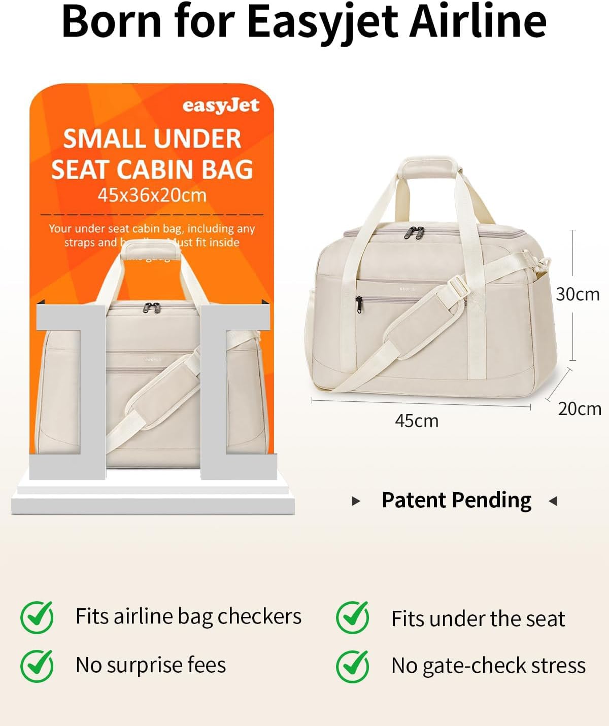 Thumbnail 1 de ECOHUB Easyjet Underseat Cabin Bag - 45x36x20 cm, Laptop Compartment & Wet/Shoe Bags