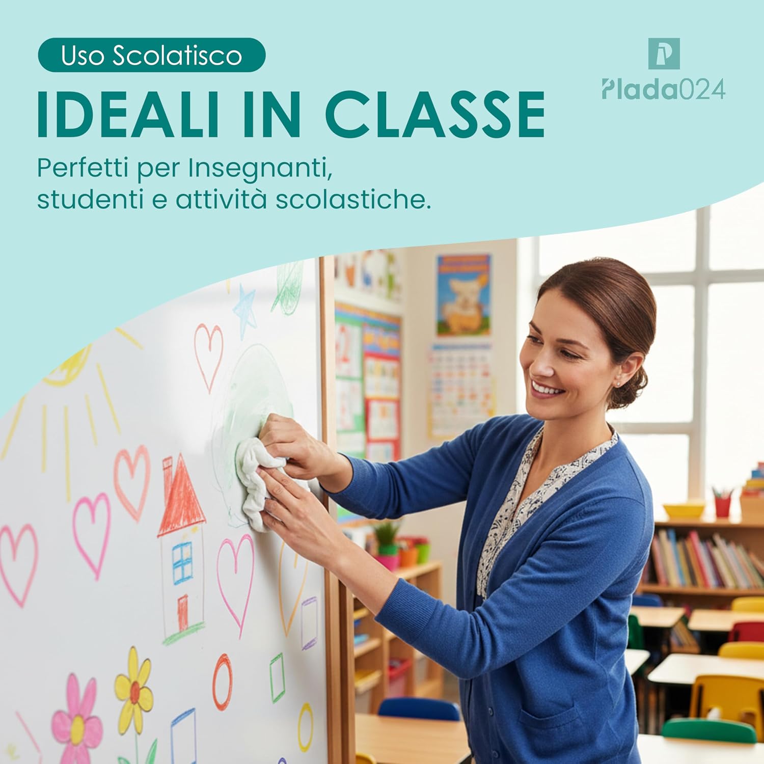 Detalle de Pennarelli Lavagna Bianca Cancellabile – Set 8 Colori con Punta Reversibile da 6 mm per Lavagne Magnetiche e Whiteboard