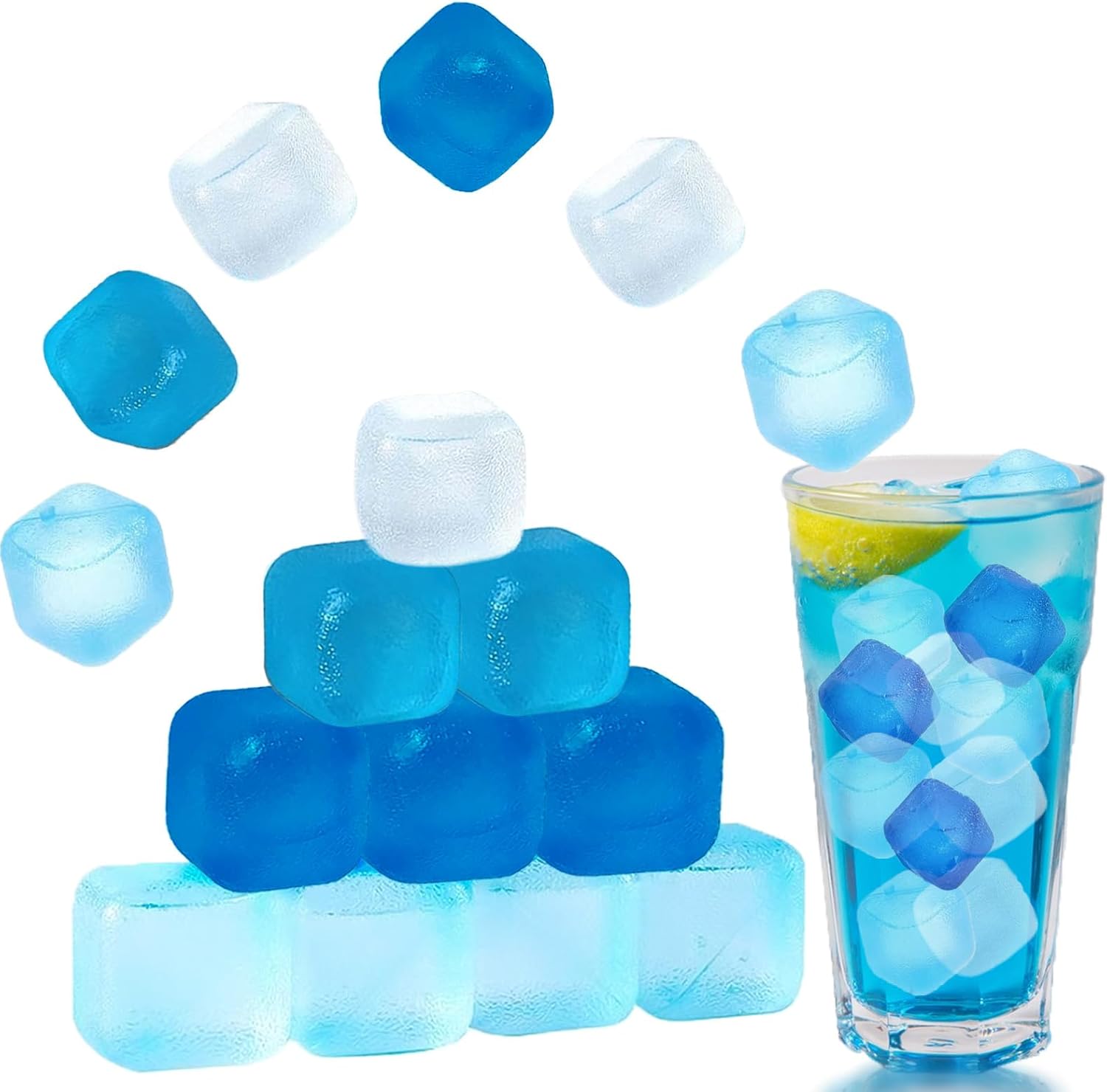 Detalle de KEELYY 60x Wiederverwendbare Eiswürfel aus Kunststoff – BPA frei, blau