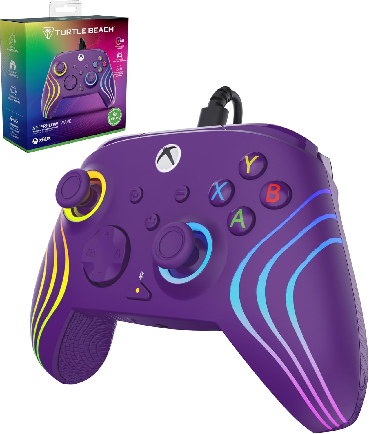 Detalle de TURTLE BEACH TBC-2002-45 有線ゲームコントローラー パープル、3段階トリガー・背面ボタン・RGB