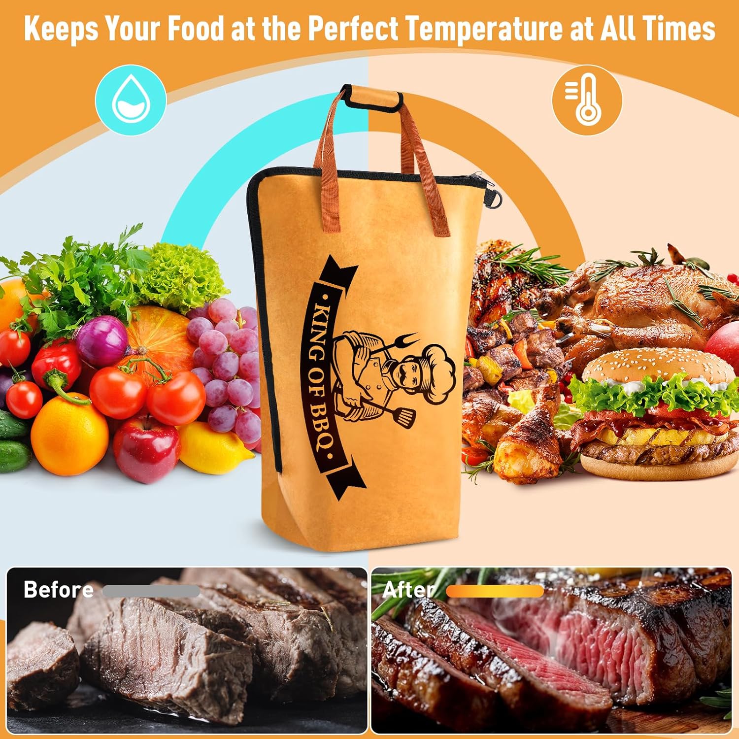 Detalle 2 de KEZKALS BBQ Blanket for Meat Resting: Extra Large Insulated Bag for Big Roasts