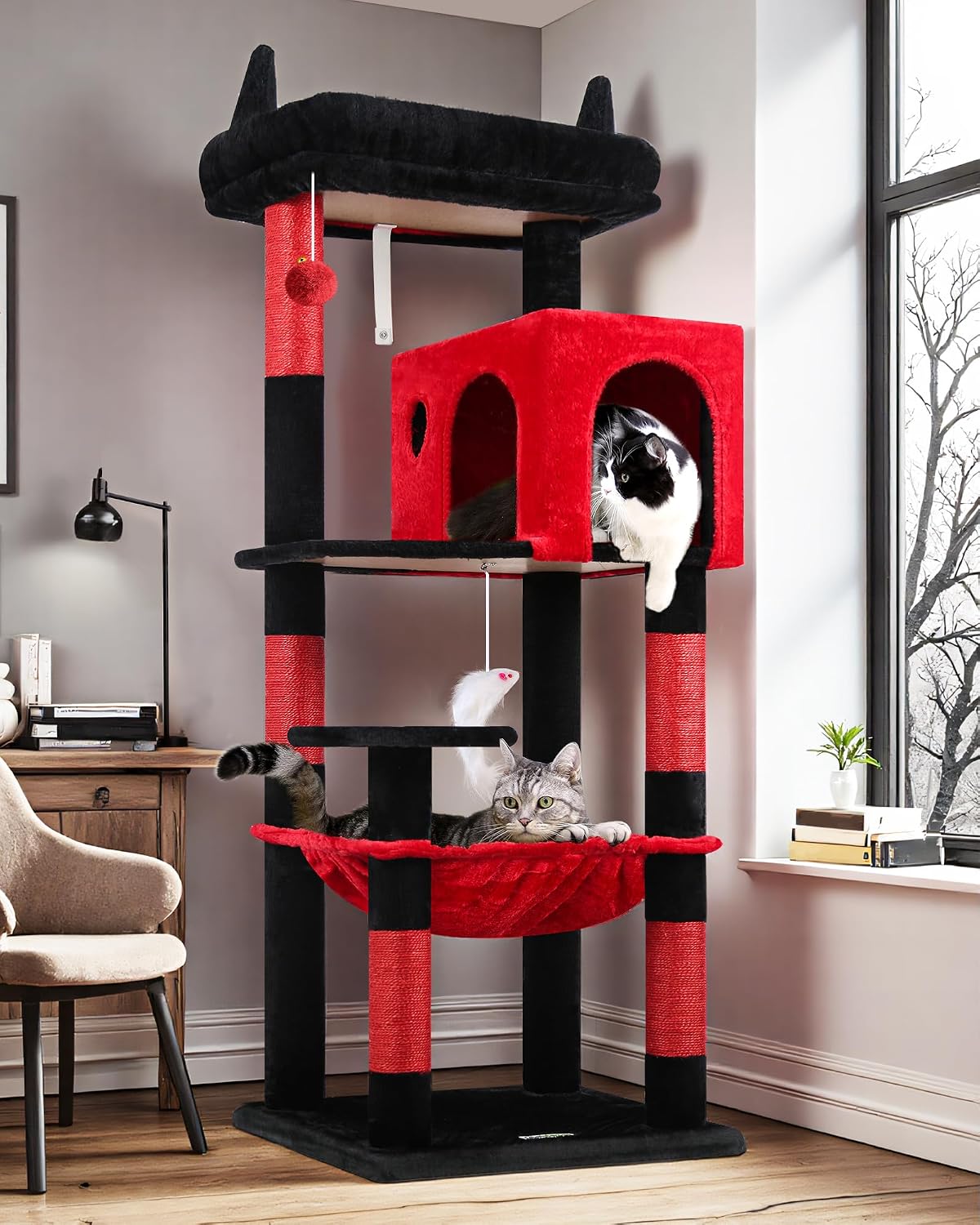 Detalle de Globlazer F53 Gothic Cat Tree Tower, 5 Levels, Hammock and Condo