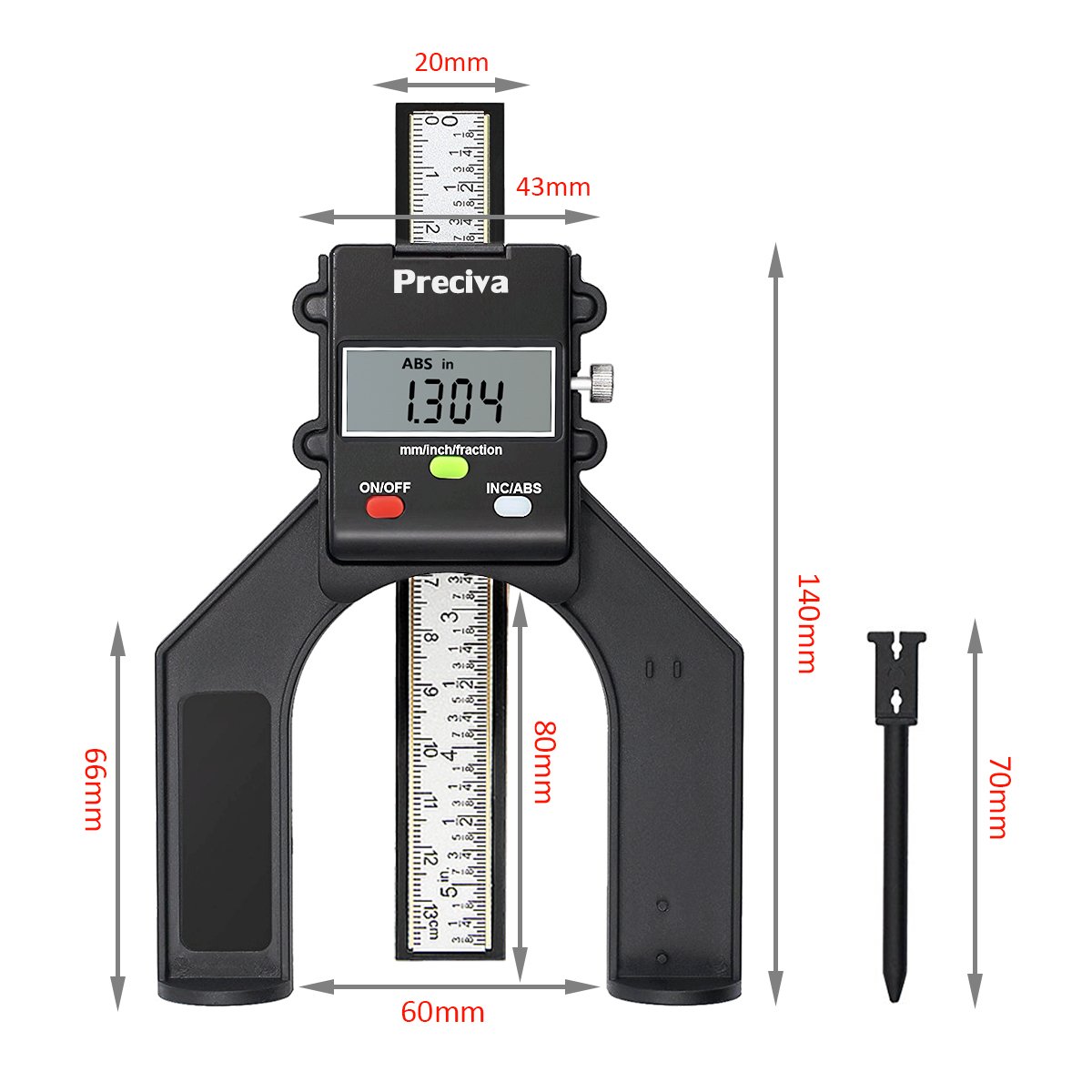 Detalle de Preciva Digitaler Tiefen- und Höhenmesser für Frästisch & Oberfräse (LCD, 80 mm, 0,10 mm Genauigkeit)