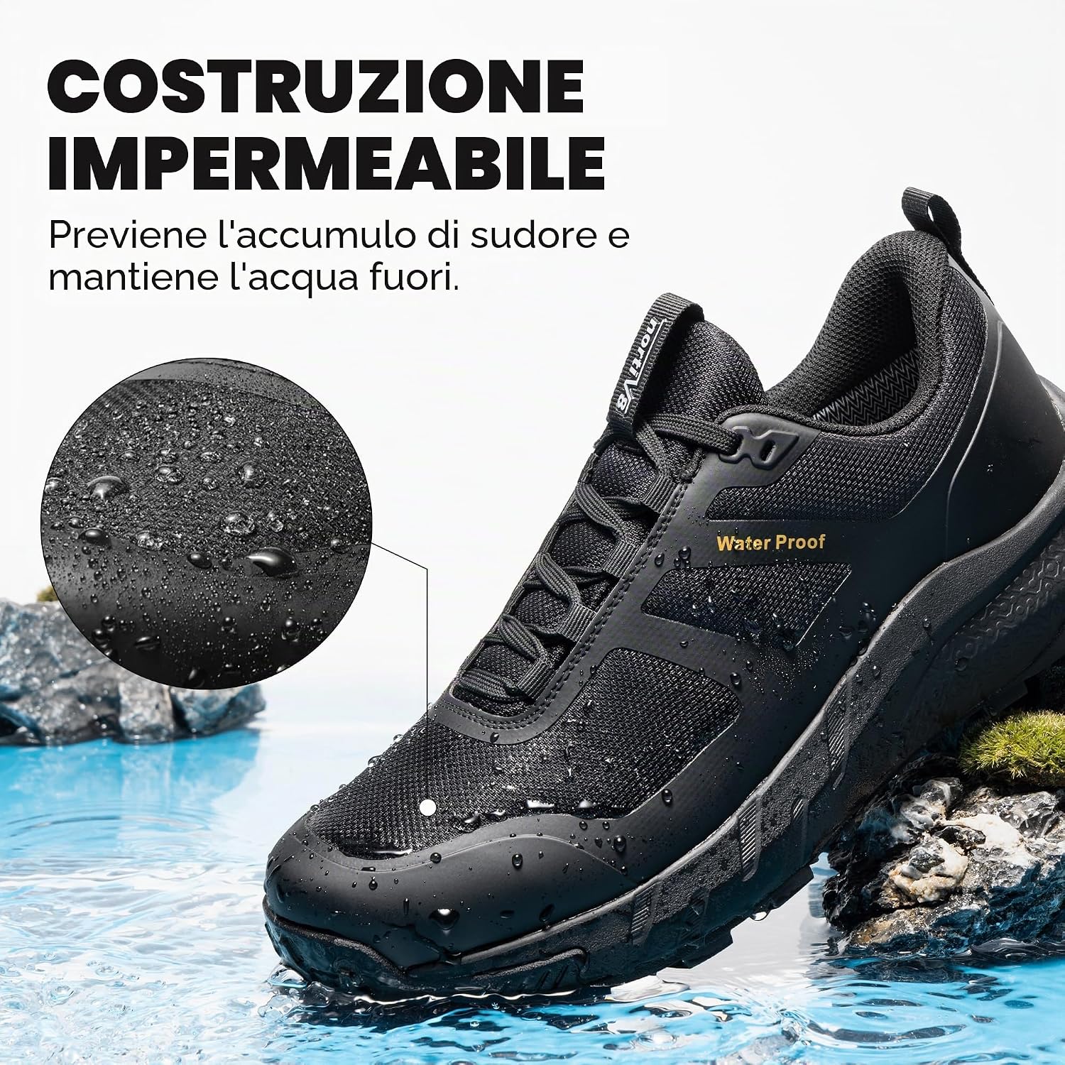 Detalle de NORTIV 8 Scarpe Trekking Impermeabili da Uomo: leggerezza, impermeabilità e comfort per cammino e trekking leggero