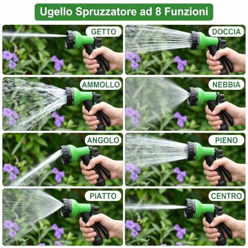 Thumbnail 6 de Tubo Giardino Estensibile XIBALOM 15 m (50 ft) con Pistola Spruzzo 8 Funzioni
