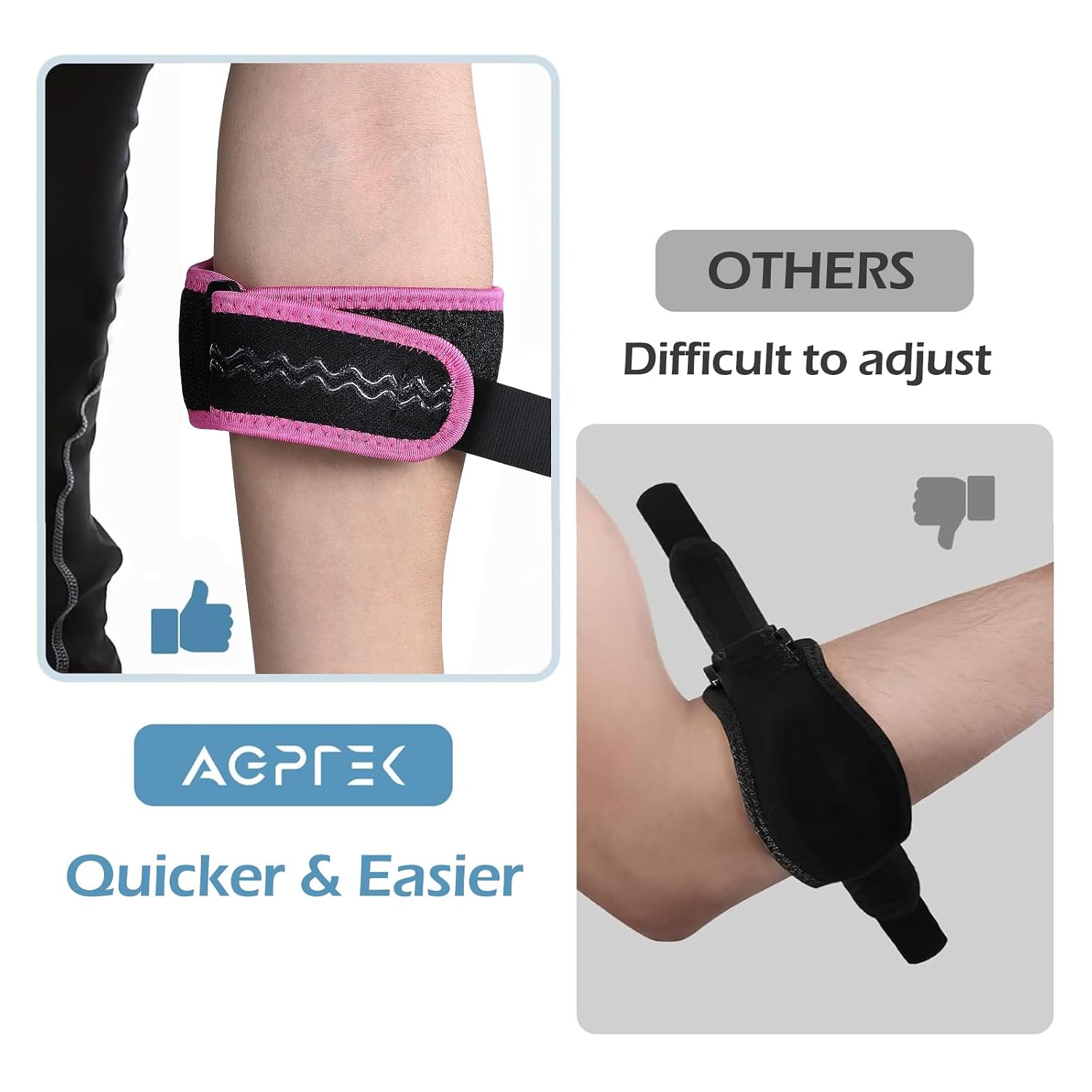 Detalle 2 de AGPTEK SEP1-AU Elbow Brace, Adjustable Two-Pack with Non-Slip Support